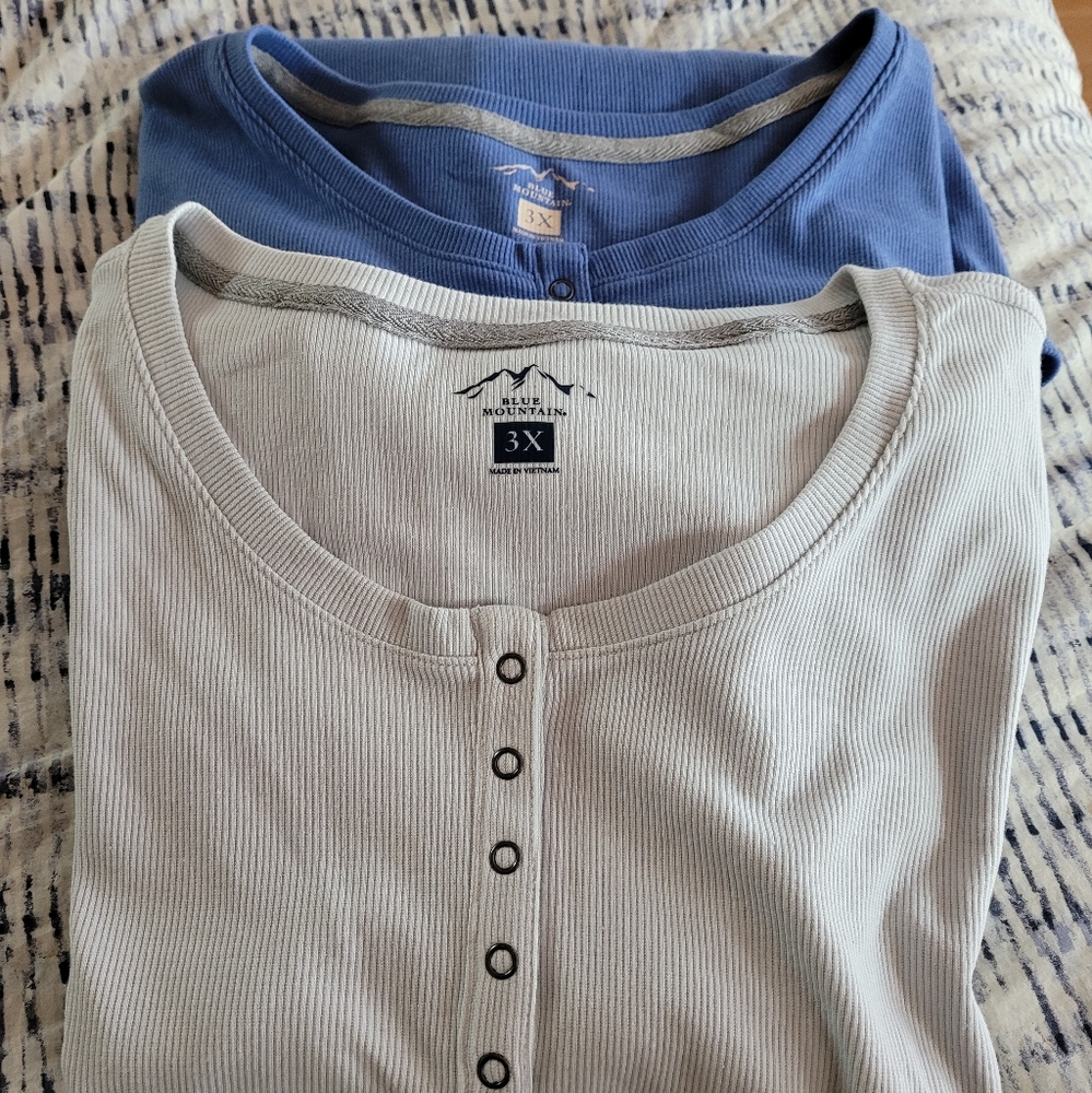 Set of Blue Mountain Henley shirts.